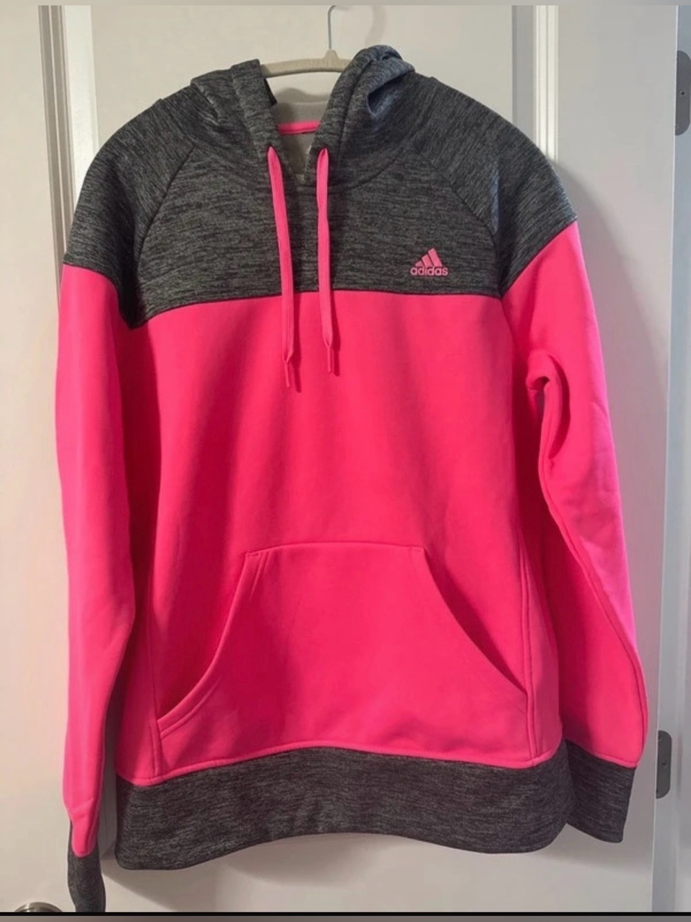 adidas Women’s Neon Pink and Charcoal Hooded Pullover